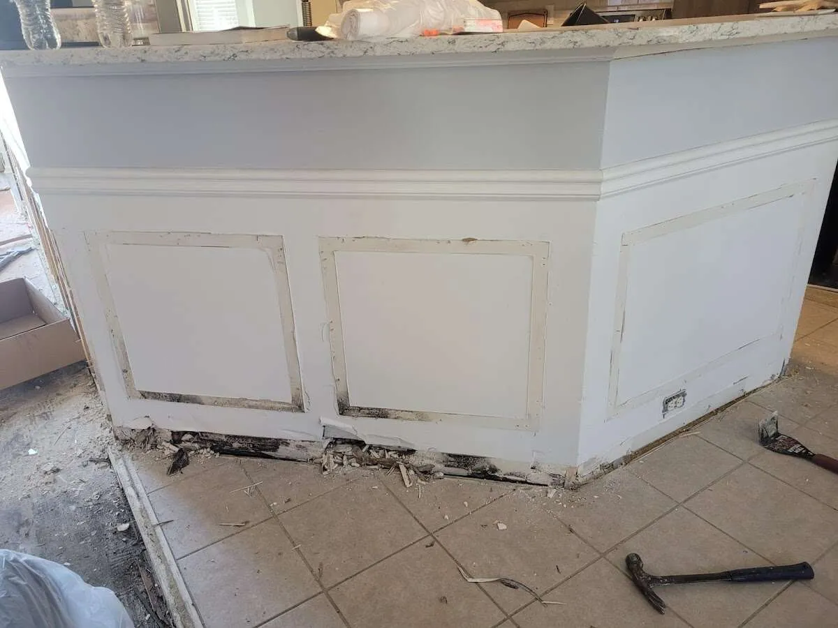Water damage and mold on kitchen during Burst Pipe Cleanup in Swampscott